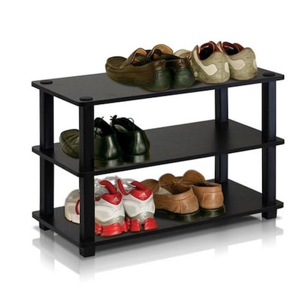 Furinno Furinno Turn-S-Tube 3-Tier Shoe Rack; Espresso & Black - 15.4 x 23.6 x 11.6 in. 13080EX/BK
